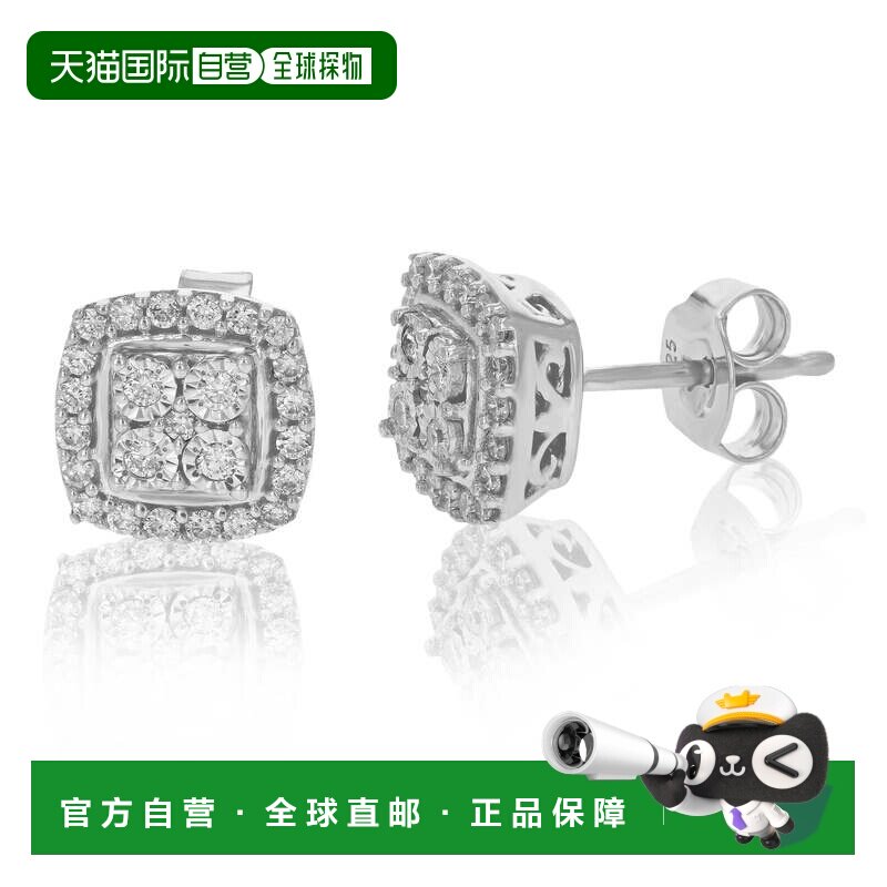 自营vir jewels3/8 克拉耳钉圆形实验室培育钻石爪镶 925 纯银 -