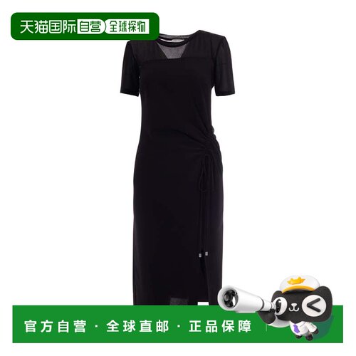 自营patrizia pepeRuched Twill Midi Dress - black 美国奥莱直