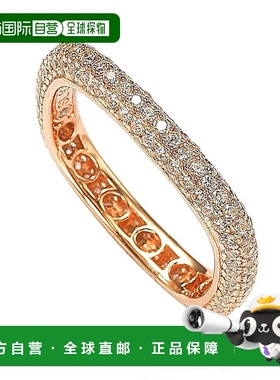 自营 Suzy Levian 玫瑰纯银方晶锆石现代密钉方形永恒戒指 - 粉红