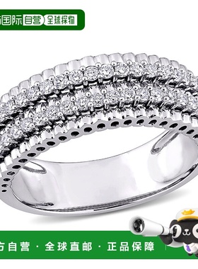 自营 mimi & maxMimi&Max 1/2ct TW钻石双排永恒戒指14k白金-白色