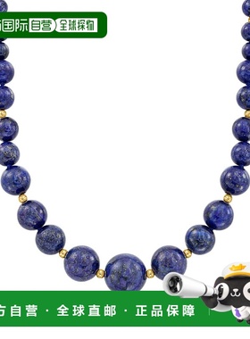 自营Ross-Simons 6-13 毫米青金石珠刻度项链 14 克拉黄金 - 20