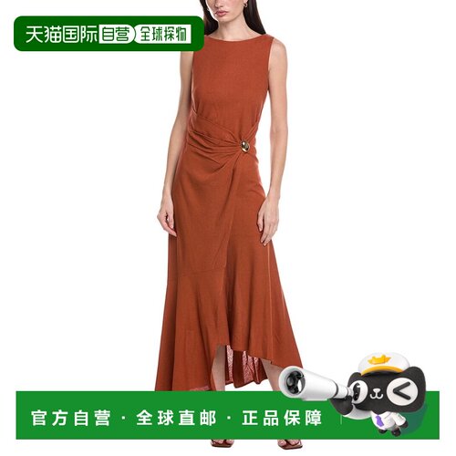 自营Maison Tara Linen-Blend Sleeveless Midi Dress - yellow