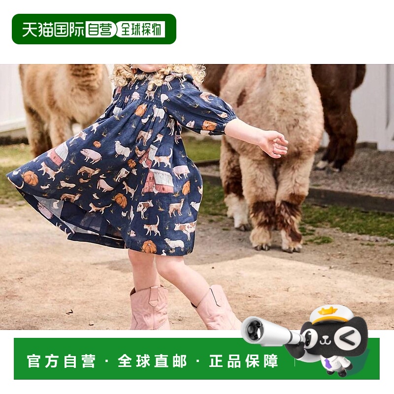 自营pink chicken女孩的Stevie泡泡袖连衣裙在农场-在农场 美国奥