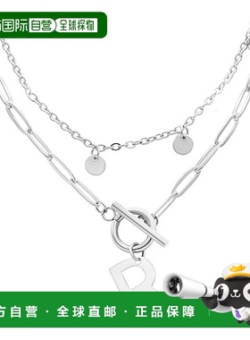 自营 adornia抗锈镀银五彩纸屑和回形针分层字母套结项链 - silve