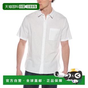 白色 亚麻混纺纽扣衬衫 美国奥莱直发 Vince 自营