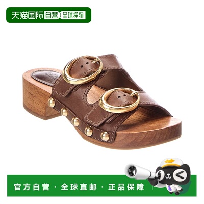 自营schutz保护Juno中块皮革凉鞋-棕色 美国奥莱直发