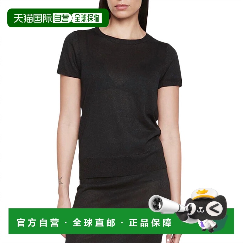自营 enza costaCosta Lame短袖毛衣黑色-黑色 美国奥莱直发