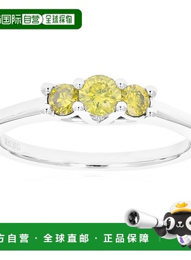 自营 vir jewels1/3 克拉 3 颗宝石圆形切割黄钻订婚戒指 .925 纯