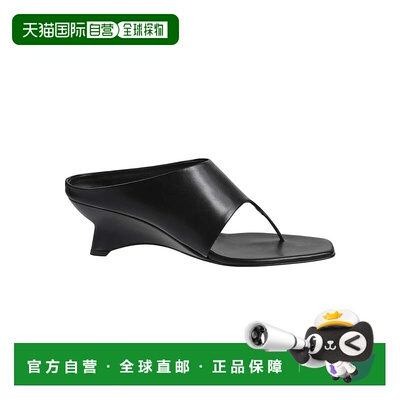 自营khaite黑色Marlow小猫皮革凉鞋-黑色 美国奥莱直发单鞋
