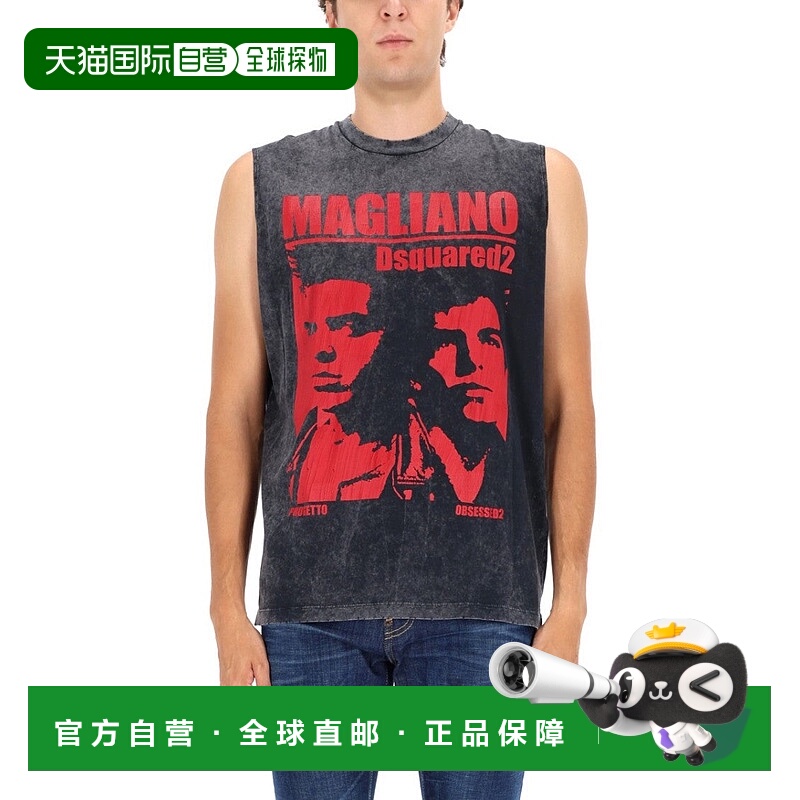自营dsquared2Sleeveless Grey T-Shirt - black 美国奥莱直发
