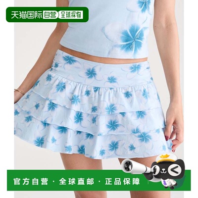 自营Aeropostale Tropical Floral Knit Ruffle Skort - light bl