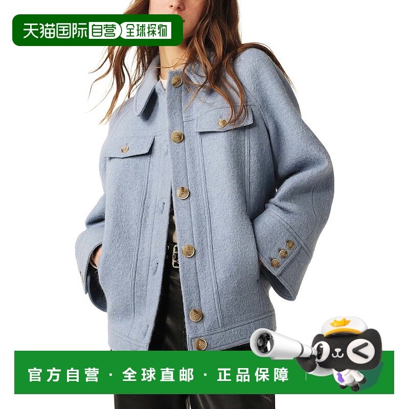 自营ba&sh Kendy Wool & Alpaca-Blend Coat - blue 美国奥莱直发