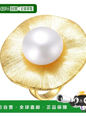 自营 GENEVIVE 纯银镀金淡水珍珠花卉戒指 - 金 美国奥莱直发