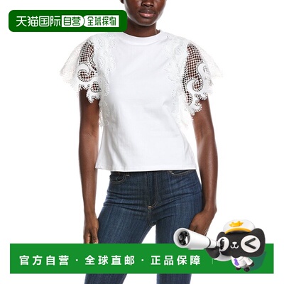 自营Gracia Crochet Lace Sleeve T-Shirt - white 美国奥莱直发