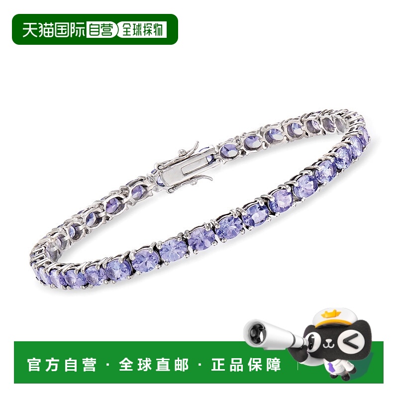 自营 925 纯银 Ross-Simons 坦桑石网球手链 - 7 英寸 美国奥莱直