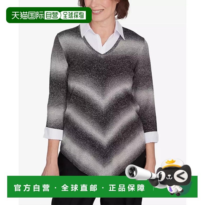 1h可退 【美国直邮】Alfred Dunner 女士精品 V 领 3 4 袖毛衣 Pe,女装/女士精品,毛衣,淘宝优惠券,粉丝福利购,淘宝优惠卷