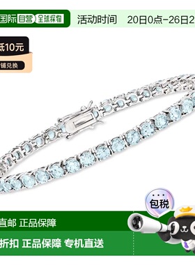 自营925 纯银 Ross-Simons 天蓝色托帕石网球手链 - 7 英寸 美国
