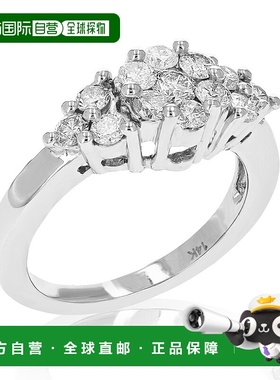 自营 vir jewels1 克拉 3 石钻石簇复合订婚戒指 14K 白金 - 白色