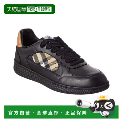 自营Burberry Check Terrace Leather Sneaker - black 美国奥莱