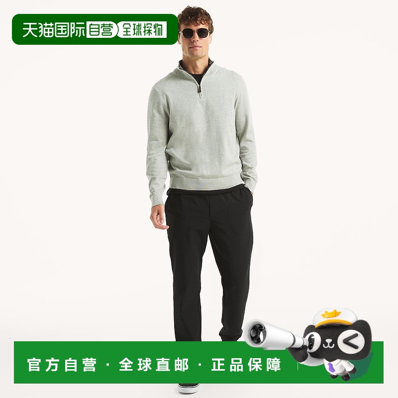 自营 Nautica男式Navtech四分之一拉链毛衣-灰色麻灰色 美国奥莱