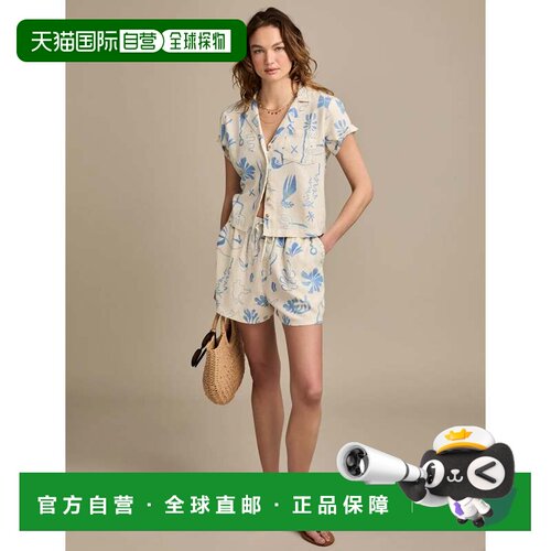自营Lucky Brand女式沙滩亚麻短裤-天然美国奥莱直发 沙滩裤