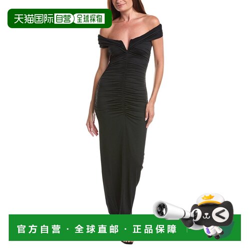 自营susana monaco v-wire聚拢露肩长裙-黑色 美国奥莱直发