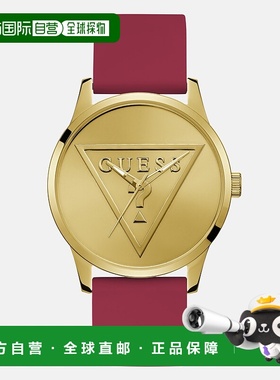 自营 guess金色三角和红色硅胶模拟手表-红色 美国奥莱直发