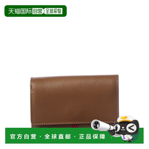 自营Burberry Check E-Canvas & Leather Card Case - brown 美国