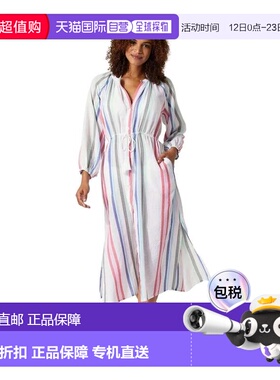 自营Women's Tommy Bahama Shirt Dress White Striped Tie Waist