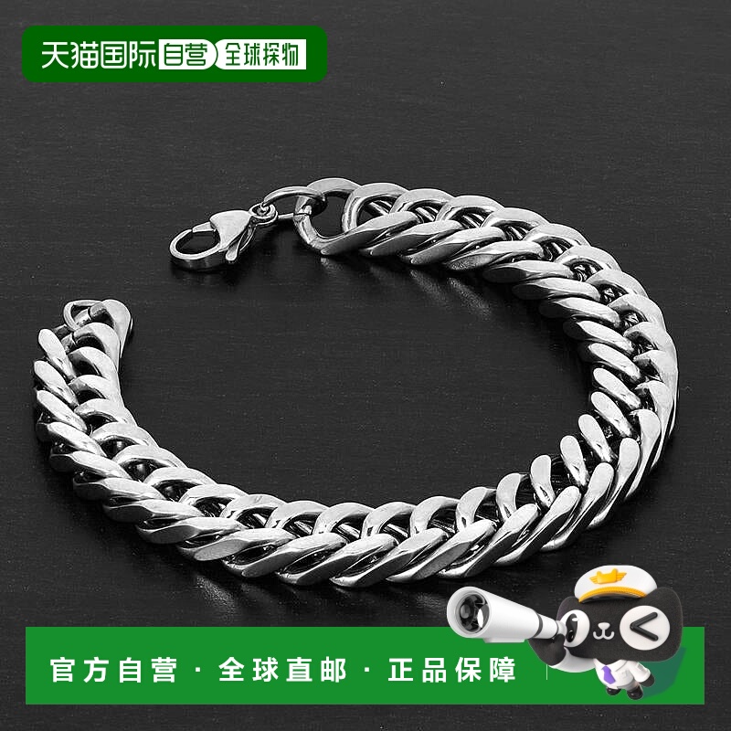 Crucible Los Angeles 抛光不锈钢锁链 10 毫米宽手链 - 银色 【