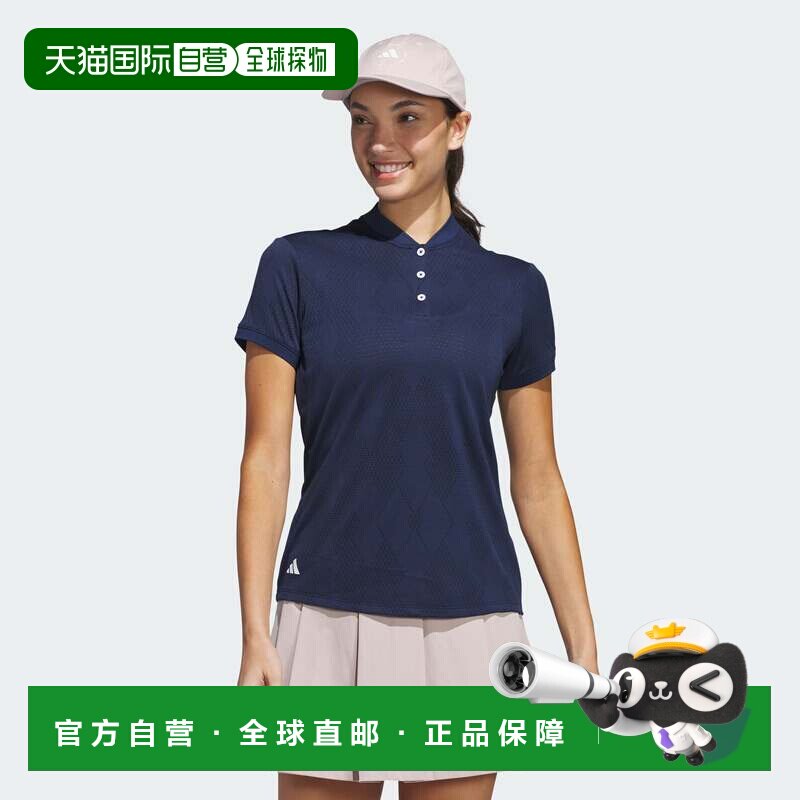 自营adidas Ultimate365钻石提花女式Polo衫-学院海军蓝 美国奥莱