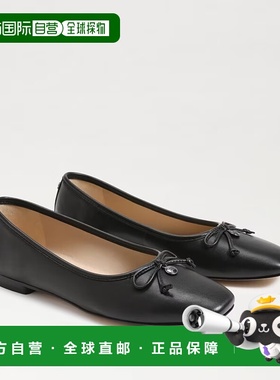 自营Sam Edelman Meadow EC0238000芭蕾平底鞋女式黑色皮革方形鞋