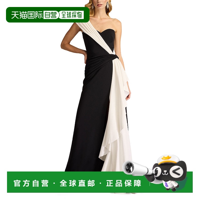 自营 tadashi shojiLune瀑布腰带礼服-bk/iv 美国奥莱直发