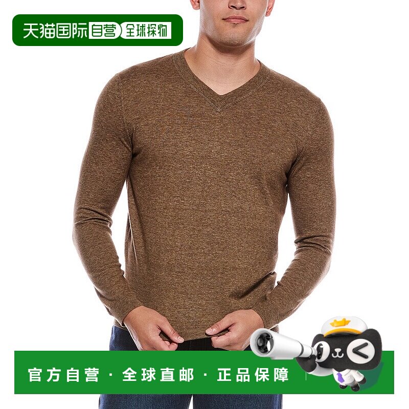 自营autumn cashmere秋季羊绒翻领V领运动衫-棕褐色 美国奥莱直发
