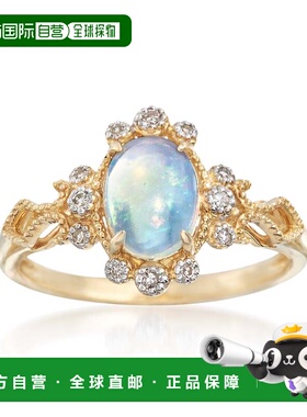 自营 Ross-Simons 14 克拉黄金埃塞俄比亚蛋白石和钻石重音戒指 -