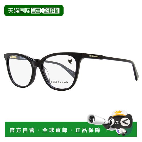 自营 Longchamp 女士矩形眼镜 LO2694 001 黑色/金色 54 毫米 - 0