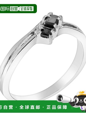 自营 vir jewels 1/2 cttw 3 石公主方形切割黑色钻石戒指 .925
