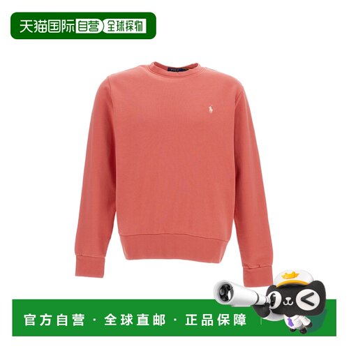 自营polo ralph lauren棉质圆领运动衫，搭配精致棱纹装饰-红色