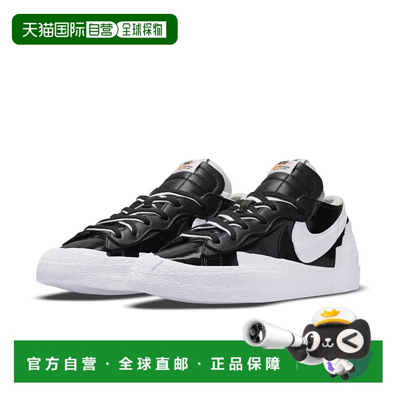 自营 Nike Blazer Low x Sacai DM6443-001男式11码黑色漆皮鞋GBN