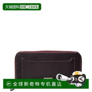 自營 美國奧萊直發(fā) 黑色 Burberry標志皮革拉鏈錢包