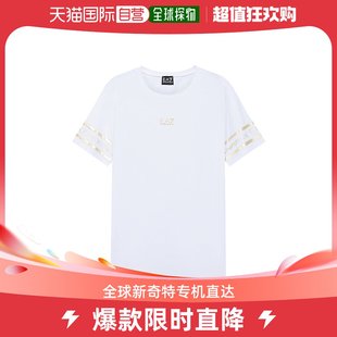 香港直发ARMANI阿玛尼女士白色棉质套头短袖 T恤3KTT19PJ29Z0101