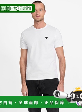 自营 guess生态Stephano冷却圆领T恤-纯白色 美国奥莱直发男装