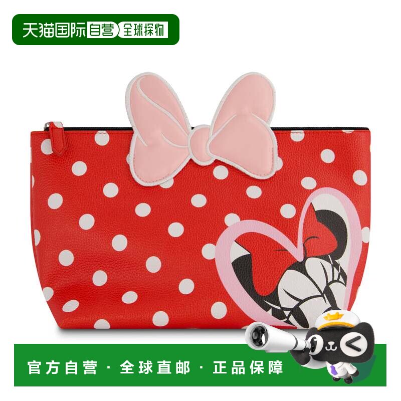 自营disneyFul 米妮老鼠波尔卡圆点化妆包 - 红色 美国奥莱直发