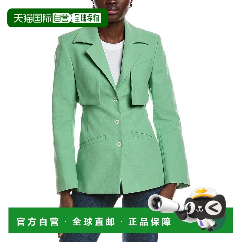 自营GANNI Suiting Blazer - green 美国奥莱直发
