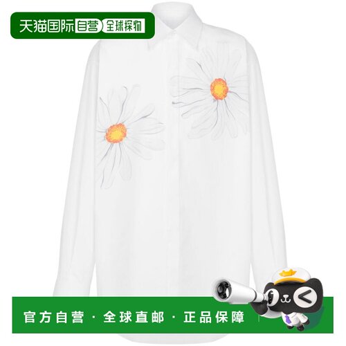 自营moschinoFloral Print White Cotton Poplin Shirt - white