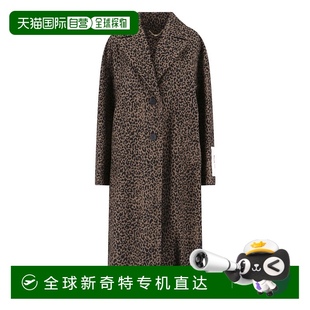 美国奥莱直发 自营 golden goose椰子棕色羊毛混纺豹纹大衣 棕色