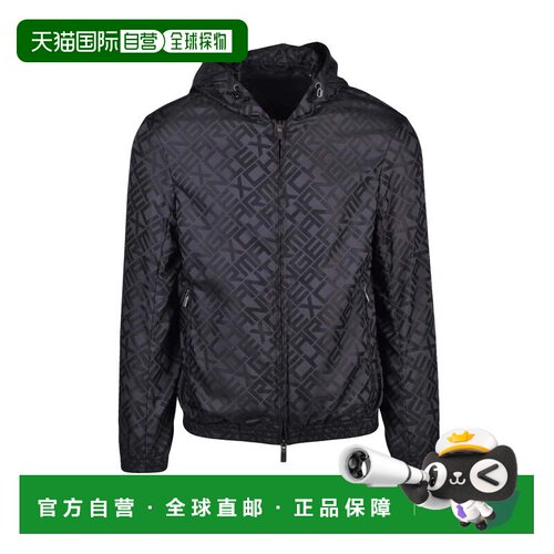 自营armani exchangeBlack Polyester Windbreaker Jacket - blac
