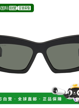 1h可退 香港直邮潮奢 Gucci 古驰 女士 黑色 Square Frame 太阳镜