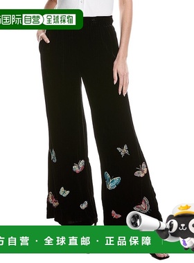 自营 Johnny Was Luciana丝绒混纺阔腿长裤-黑色 美国奥莱直发