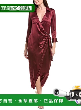 自营l'agenceL’AGENCE Kadi Long Silk Wrap Dress - burgundy